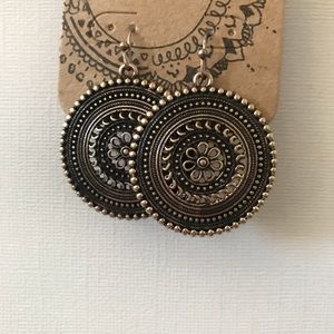 Bronze medallion earrings